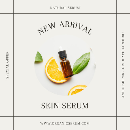 Natural Skin Serum Offer with Orange Slice Instagram Design Template