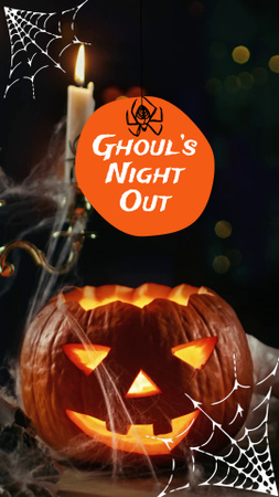 Modèle de visuel Nuit effrayante de célébration d'Halloween avec des araignées - TikTok Video
