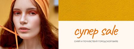 Fashion Sale stylish Woman in Orange Facebook cover – шаблон для дизайна