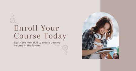 Girl with Exercise Books Facebook AD Design Template