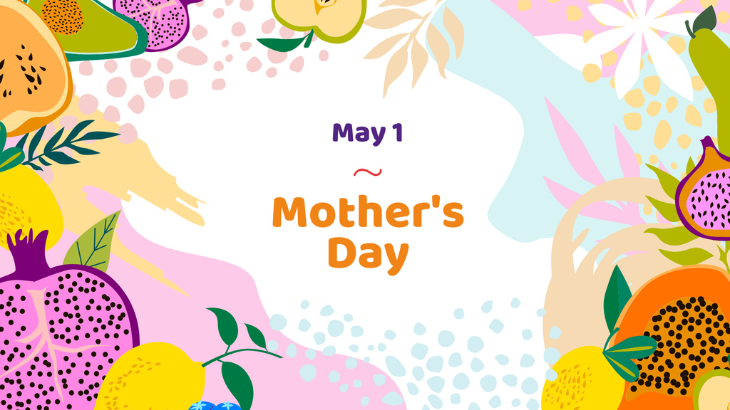 Mother's Day Greeting with Fruits Illustration FB event cover Design Template