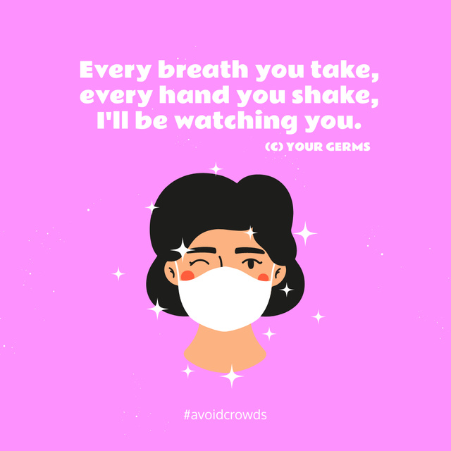 Coronavirus awareness with Woman wearing Mask Instagram Design Template