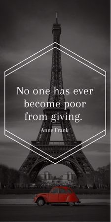 Charity Quote on Eiffel Tower view Graphic Design Template