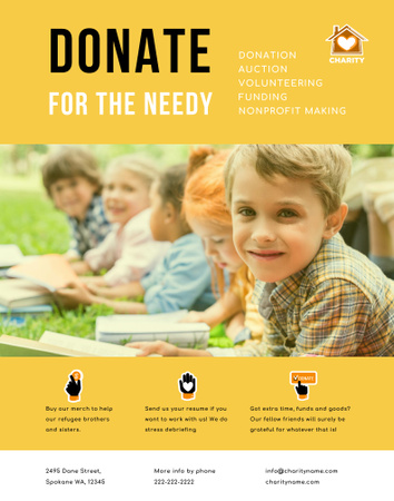 Donate To Help Kids In Need Poster 22x28in Šablona návrhu