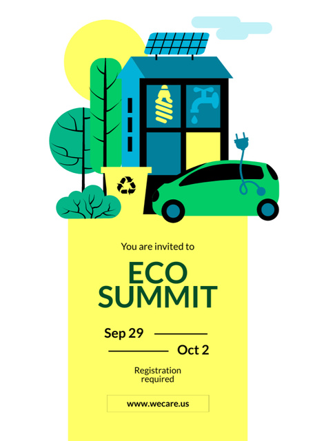 Eco Summit Invitation with Sustainable Technologies Flayer Design Template