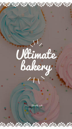Bakery ad with Sweet Cupcakes in Pink Instagram Story Design Template