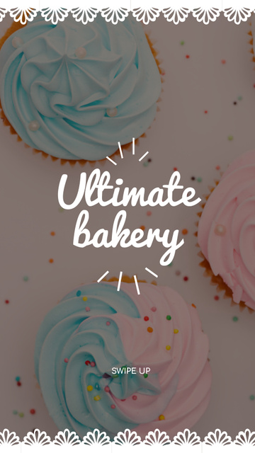 Bakery ad with Sweet Cupcakes in Pink Instagram Story tervezősablon