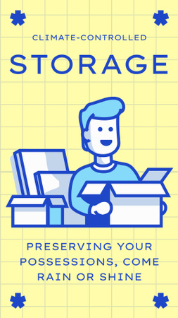 Illustration of Man unpacking Home Stuff from Boxes Instagram Story Design Template