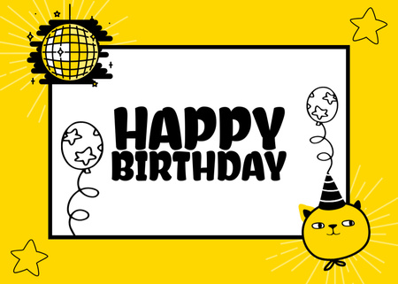Χαιρετισμός γενεθλίων στο έντονο κίτρινο Postcard 5x7in Πρότυπο σχεδίασης