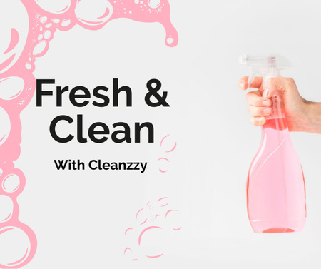 Hand Cleaning with spray Facebook Design Template