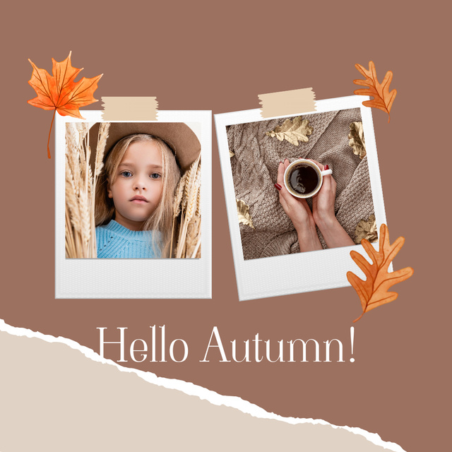 Romantic Greeting of Autumn with Cup of Tea Instagram – шаблон для дизайну