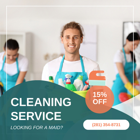 Cleaning Service With Discount And Supplies Animated Post Design Template