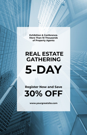 Real Estate Conference announcement Glass Skyscrapers Flyer 5.5x8.5in Design Template