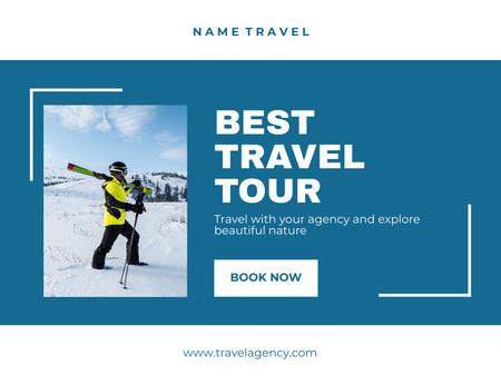 Best Winter Travel Tour Thank You Card 5.5x4in Horizontal Design Template