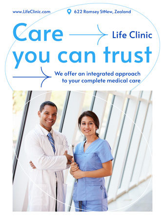 Friendly Doctors in Clinic Poster 36x48in Design Template