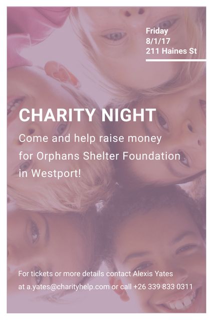 Happy kids in circle on Charity Night Tumblr – шаблон для дизайну