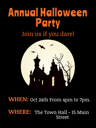 Bewitched Halloween Party Announcement With Bats And Moon Poster 36x48in Design Template