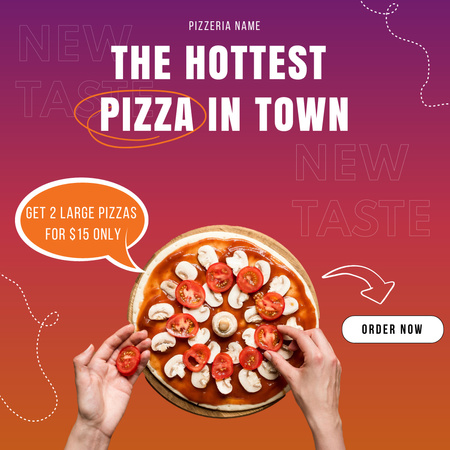Mushroom Pizza with Tomato Instagram Design Template