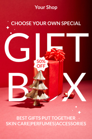Plantilla de diseño de caja de regalo de navidad para cuidado de la piel y perfumes Pinterest 