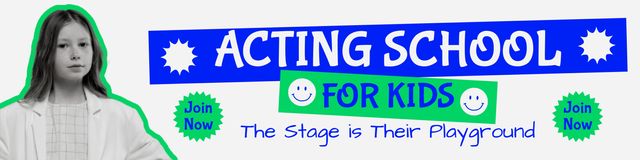 Plantilla de diseño de Registration for Acting School for Kids Twitter 