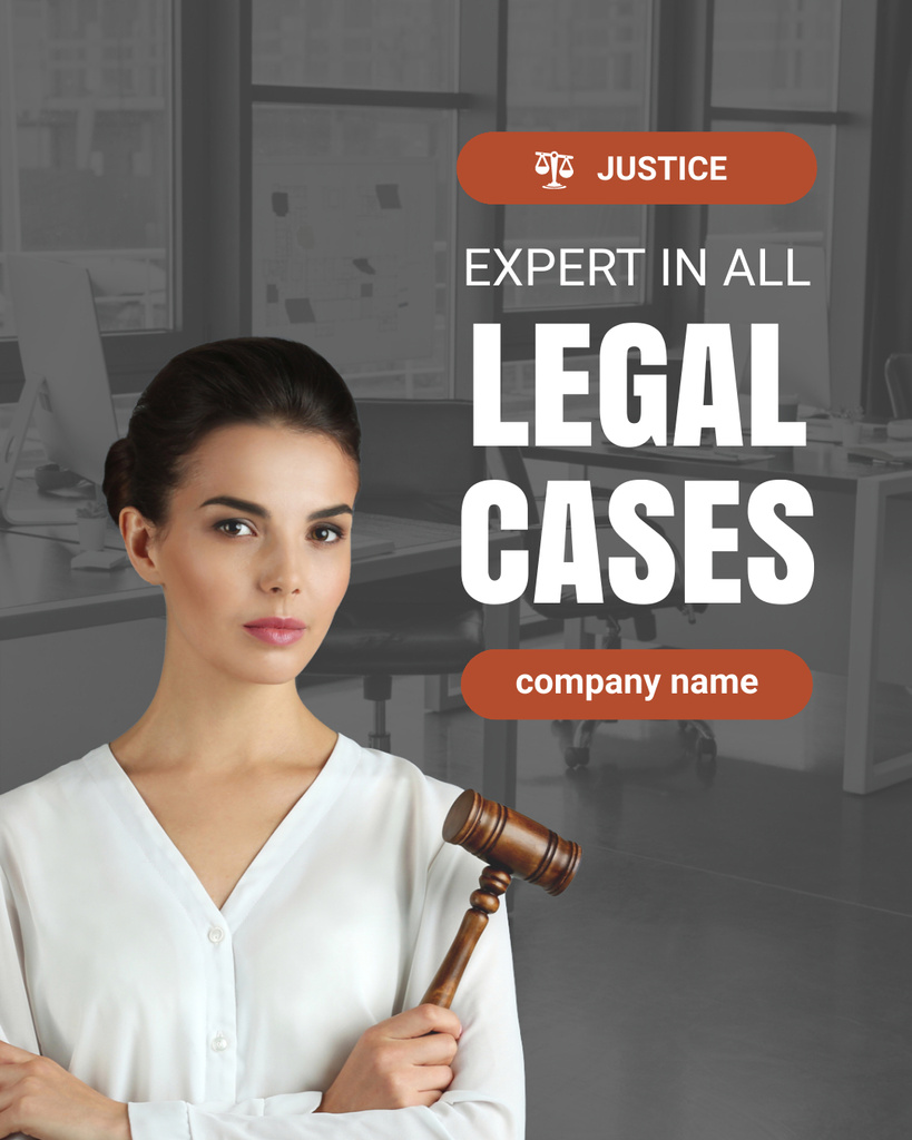 Services Offer of Legal Cases Expert Instagram Post Vertical Tasarım Şablonu