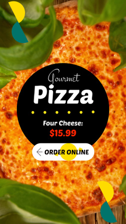Designvorlage Gourmet-Käse-Pizza-Angebot in der Pizzeria für TikTok Video