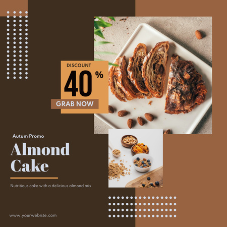 Pastry Offer with Almond Cake Instagram Design Template