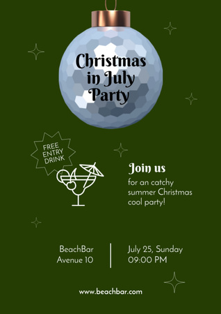  Announcement of Christmas Celebration in July in Bar Flyer A4 Design Template