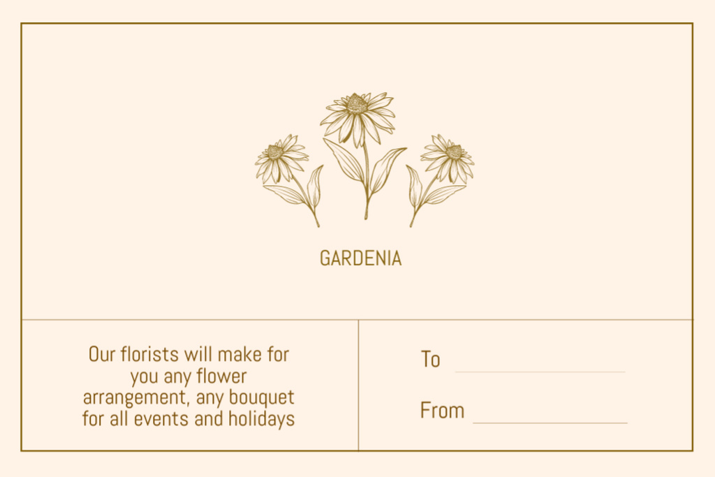 Ontwerpsjabloon van Label van Florist Services Offer with Gardenia