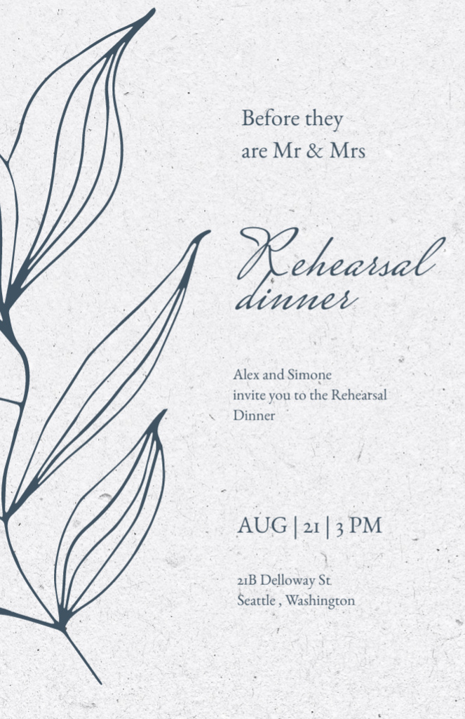 Waiting for You at Wedding Rehearsal Dinner Invitation 5.5x8.5in – шаблон для дизайна