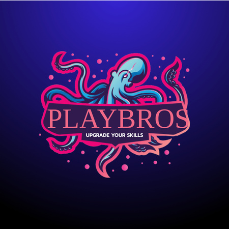 Platilla de diseño Gaming Community Invitation with Octopus Logo