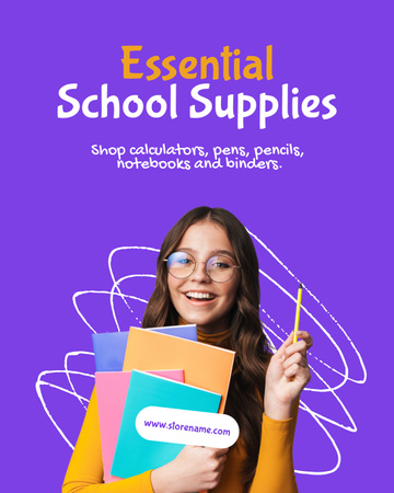 Functional School Supplies Offer And Pens Poster 16x20in Design Template