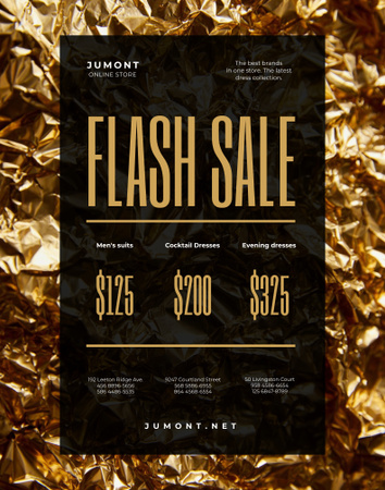 Clothes Store Sale with Golden Shiny Background Poster 22x28in Design Template