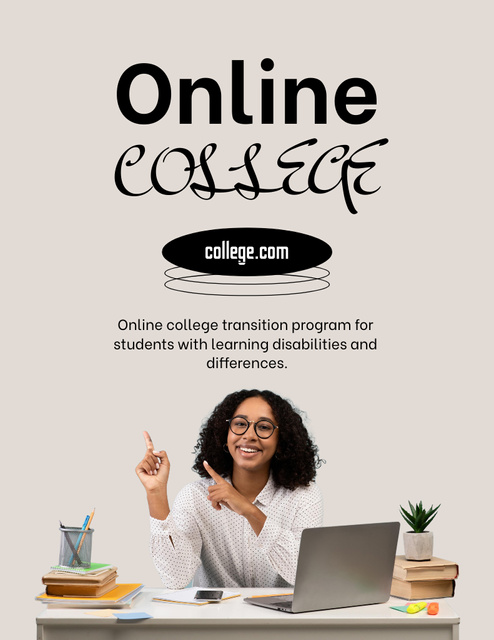 Online College Offer with Black Girl Student Flyer 8.5x11in tervezősablon