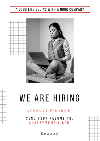 Product Manager Open Position In Company Poster A3 Design Template
