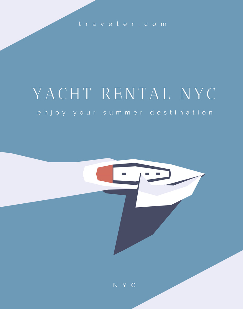 Yacht Rental Services in New York on Blue Poster 22x28in Design Template