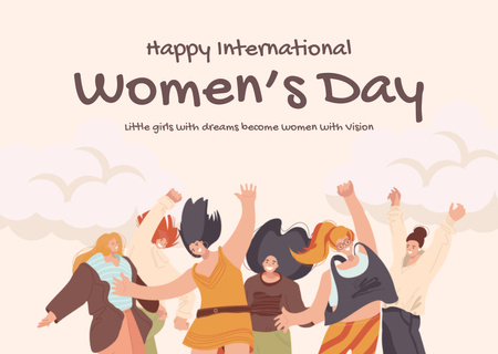 Iloisia naisia kansainvälisenä naistenpäivänä Card Design Template