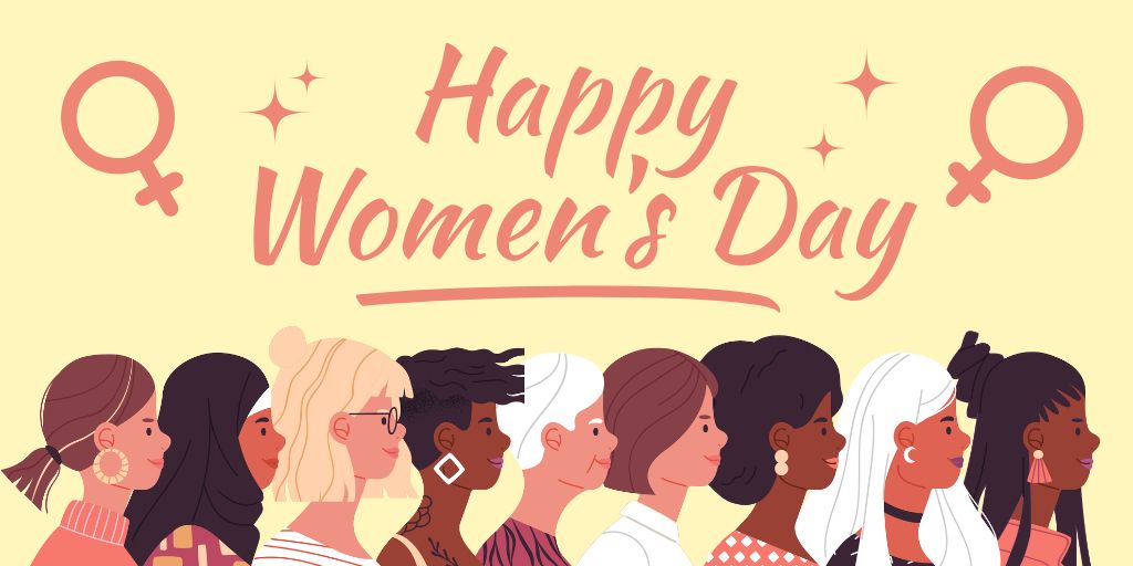 International Women's Day with Diverse Women Illustration Twitter tervezősablon
