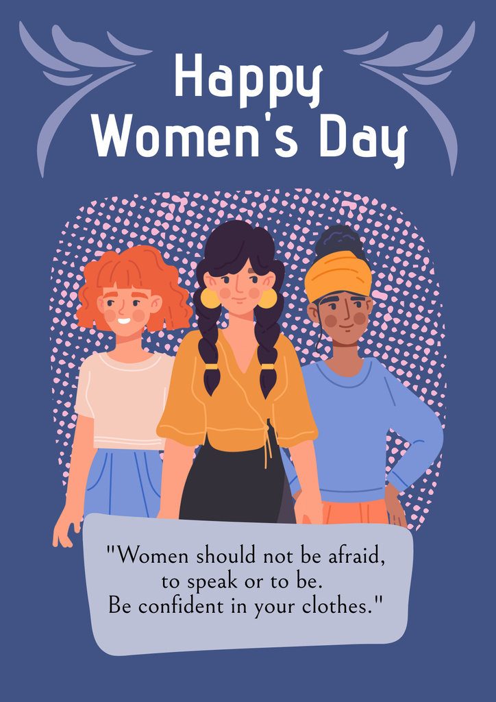Phrase about Confidence on International Women's Day Poster Design Template