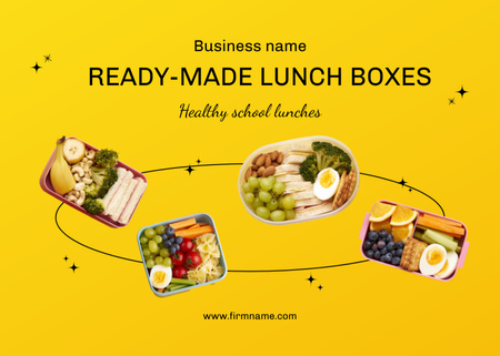 Appetizing School Food Digital Promotion In Boxes Flyer 5x7in Horizontal Design Template
