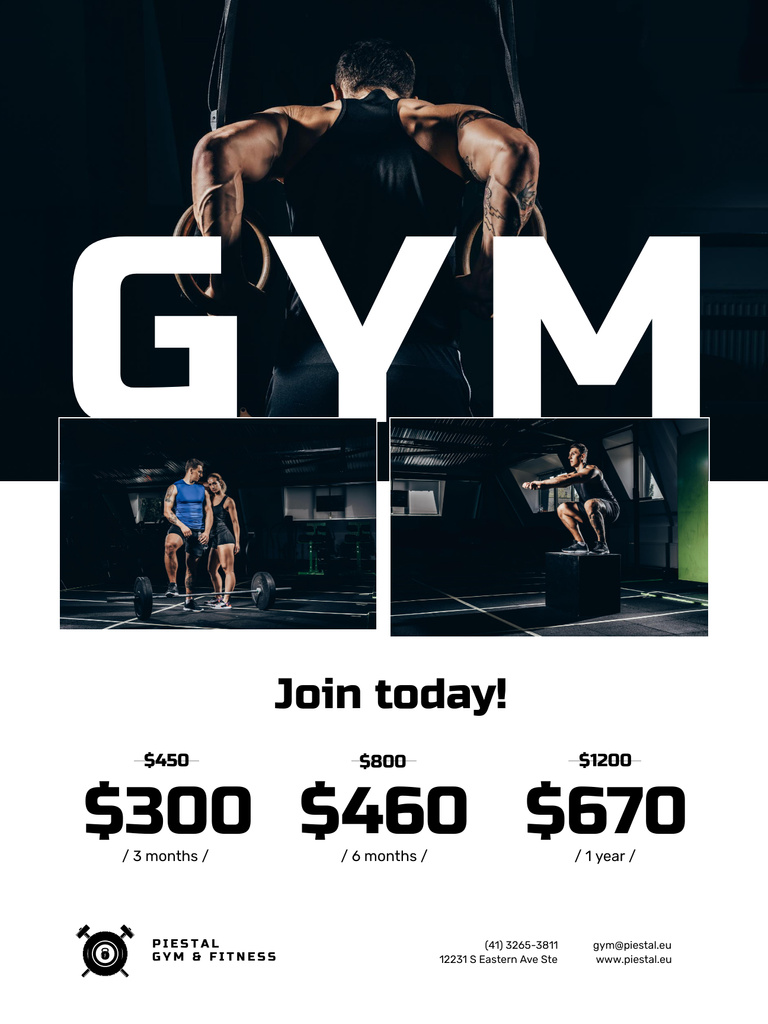 Thriving Gym And Fitness Offer with People doing Workout Poster US – шаблон для дизайну
