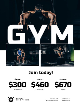 Gym Offer with People doing Workout Poster US – шаблон для дизайна