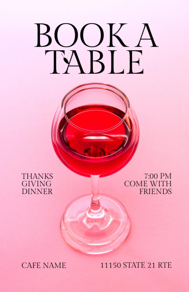 Book a Table for Thanksgiving Day Evening Meal Flyer 5.5x8.5in Tasarım Şablonu