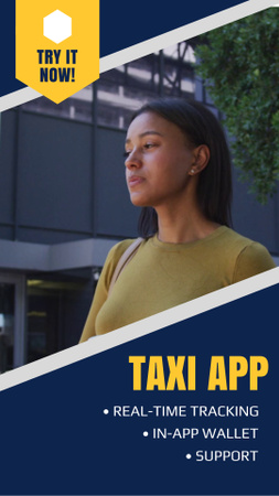 Designvorlage Werbung für die mobile App des Taxidienstes für Instagram Video Story