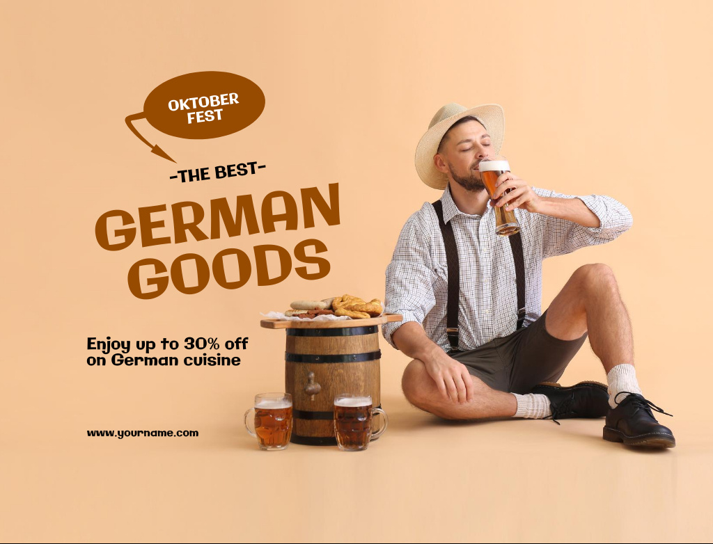 German Goods On Oktoberfest With Discount Postcard 4.2x5.5in – шаблон для дизайна