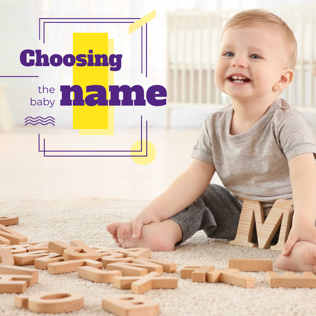 Child playing with letters Instagram Design Template