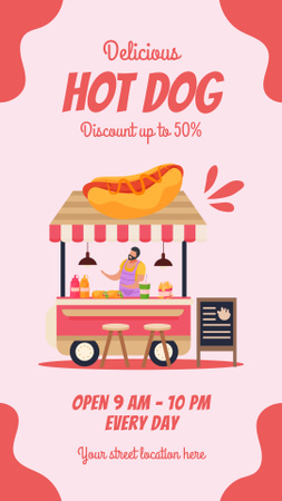 Discount Offer on Delicious Hot Dog Instagram Story Design Template