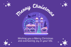 Christmas Wishes with Winter Town in Purple
