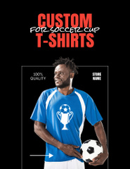 African American Soccer Player in Blue Apparel on Black