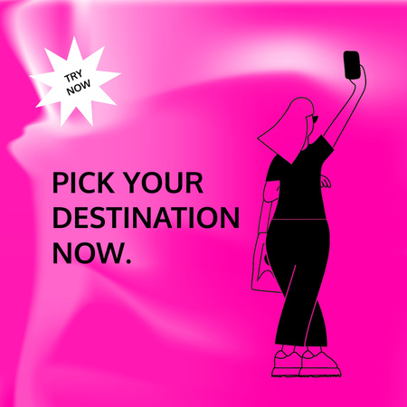 Platilla de diseño Booking App Services ad with Girl taking Selfie Animated Post